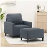 vidaXL Fauteuil avec repose-pied Gris foncé 60 cm Velours