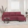 vidaXL Canapé à 3 Places avec Repose-Pieds Rouge Bordeaux 180 cm Tissu