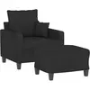 vidaXL Fauteuil avec repose-pied Noir 60 cm Tissu