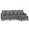 vidaXL Canapé à 3 places avec repose-pieds Gris foncé 180 cm Tissu