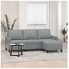 vidaXL Canapé à 3 places avec repose-pieds Gris clair 180 cm Tissu