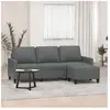 vidaXL Canapé à 3 places avec repose-pieds Gris foncé 180 cm Tissu