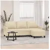 vidaXL Canapé à 3 places avec repose-pieds Crème 180 cm Tissu