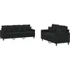 vidaXL Ensemble de canapés 2 pcs avec coussins Noir Velours