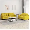 vidaXL Ensemble de canapés 2 pcs avec coussins Jaune Velours