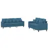 vidaXL Ensemble de canapés 2 pcs avec coussins Bleu Velours
