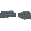 vidaXL Ensemble de canapés 2 pcs avec coussins Gris foncé Velours