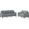 vidaXL Ensemble de canapés 2 pcs avec coussins Gris clair Tissu