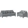 vidaXL Ensemble de canapés 3 pcs avec coussins Gris clair Tissu