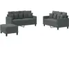 vidaXL Ensemble de canapés 3 pcs avec coussins Gris foncé Tissu