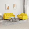 vidaXL Ensemble de canapés 2 pcs avec coussins Jaune clair Tissu