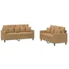 vidaXL Ensemble de canapés 2 pcs avec coussins Marron Velours