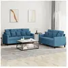 vidaXL Ensemble de canapés 2 pcs avec coussins Bleu Velours