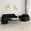 vidaXL Ensemble de canapés 3 pcs avec coussins Noir Tissu