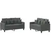 vidaXL Ensemble de canapés 2 pcs avec coussins Gris foncé Tissu