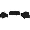 vidaXL Ensemble de canapés 3 pcs avec coussins Noir Velours