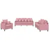 vidaXL Ensemble de canapés 3 pcs avec coussins Rose Velours