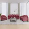 vidaXL Ensemble de canapés 3 pcs avec coussins rouge bordeaux tissu