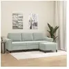 vidaXL Canapé à 3 places avec repose-pieds Gris clair 180 cm Velours