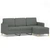 vidaXL Canapé à 3 places avec repose-pieds Gris foncé 180 cm Tissu