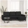 vidaXL Canapé à 3 places avec repose-pieds Noir 180 cm Tissu