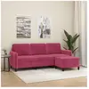 vidaXL Canapé à 3 places et repose-pieds Rouge bordeaux 180 cm Velours