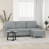 vidaXL Canapé à 3 places avec repose-pieds Gris clair 180 cm Tissu