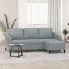 vidaXL Canapé à 3 places avec repose-pieds Gris clair 180 cm Tissu
