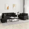 vidaXL Vidaxl Ensemble De Canapés 3 Pcs Avec Coussins Noir Similicuir