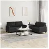 vidaXL Ensemble de canapés 2 pcs avec coussins Noir Similicuir