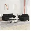 vidaXL Ensemble de canapés 2 pcs avec coussins Noir Similicuir
