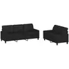 vidaXL Ensemble de canapés 2 pcs avec coussins Noir Similicuir