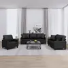 vidaXL Vidaxl Ensemble De Canapés 3 Pcs Avec Coussins Noir Similicuir