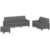 vidaXL Ensemble de canapés 3 pcs avec coussins Gris Similicuir