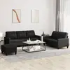 vidaXL Vidaxl Ensemble De Canapés 3 Pcs Avec Coussins Noir Similicuir