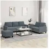 vidaXL Ensemble de canapés 3 pcs avec coussins Gris foncé Velours
