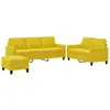vidaXL Ensemble de canapés 3 pcs avec coussins Jaune Velours