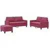 vidaXL Ensemble de canapés 3 pcs avec coussins Rouge bordeaux Velours