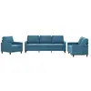 vidaXL Ensemble de canapés 3 pcs avec coussins Bleu Velours