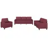vidaXL Ensemble de canapés 3 pcs avec coussins Rouge bordeaux Tissu