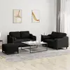 vidaXL Ensemble de canapés 3 pcs avec coussins noir tissu