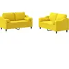 vidaXL Ensemble de canapés 2 pcs avec coussins jaune clair tissu