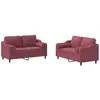vidaXL Ensemble de canapés 2 pcs avec coussins rouge bordeaux tissu