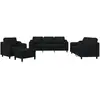 VidaXL Ensemble de Canapés avec Coussins 4 pcs, Canapés avec Accoudoirs et Dossier, Ensemble de Meubles avec Repose-pied Salon, Moderne, Noir Tissu