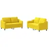 vidaXL Ensemble de canapés 2 pcs avec coussins Jaune clair Tissu