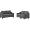 vidaXL Ensemble de canapés 2 pcs avec coussins Gris foncé Tissu