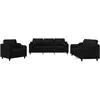 vidaXL Ensemble de canapés 3 pcs avec coussins noir tissu