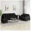 vidaXL Ensemble de canapés 3 pcs avec coussins Noir Velours 3201735