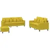 vidaXL Ensemble de canapés 3 pcs avec coussins Jaune Velours