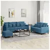 vidaXL Ensemble de canapés 3 pcs avec coussins Bleu Velours